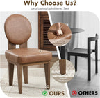 Hyfirm Mid-Century Modern Walnut Dining Chairs Set of 4, Vintage Brown Leather Wooden Kitchen Chairs, Retro Upholstered PU Cushioned Seat with Curved Backrest, Armless Accent Side Chair for Bedroom