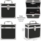 Aluminium 7" Vinyl Record EP Storage Case Holds up to 35 EPs (in PVC Sleeves) includes 35 Vinyl Record Outer Sleeves, Black, Retro Chic