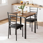 GarveeHome 3-Piece Kitchen Dining Room Table Chair Set for Small Space, Indoor Modern Dinette Set for 2, Square Dinner Table Set for Dinette (Rustic Brown‌, Dining Table with 2 Chairs)