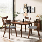 KOTEK Dining Chairs Set of 2 with Rubber Wood Legs | Mid Century Modern Kitchen Chairs with Cushioned Seat, Curved Backrest, Wooden Side Chairs for Dining Room, Living Room