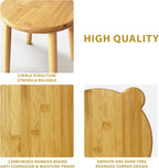 9.8 in Small Wooden Stool, Non-Slip Small Round Stool, Portable and Sturdy, Suitable for Footstools in Bedroom, Bathroom, Kitchen (L)