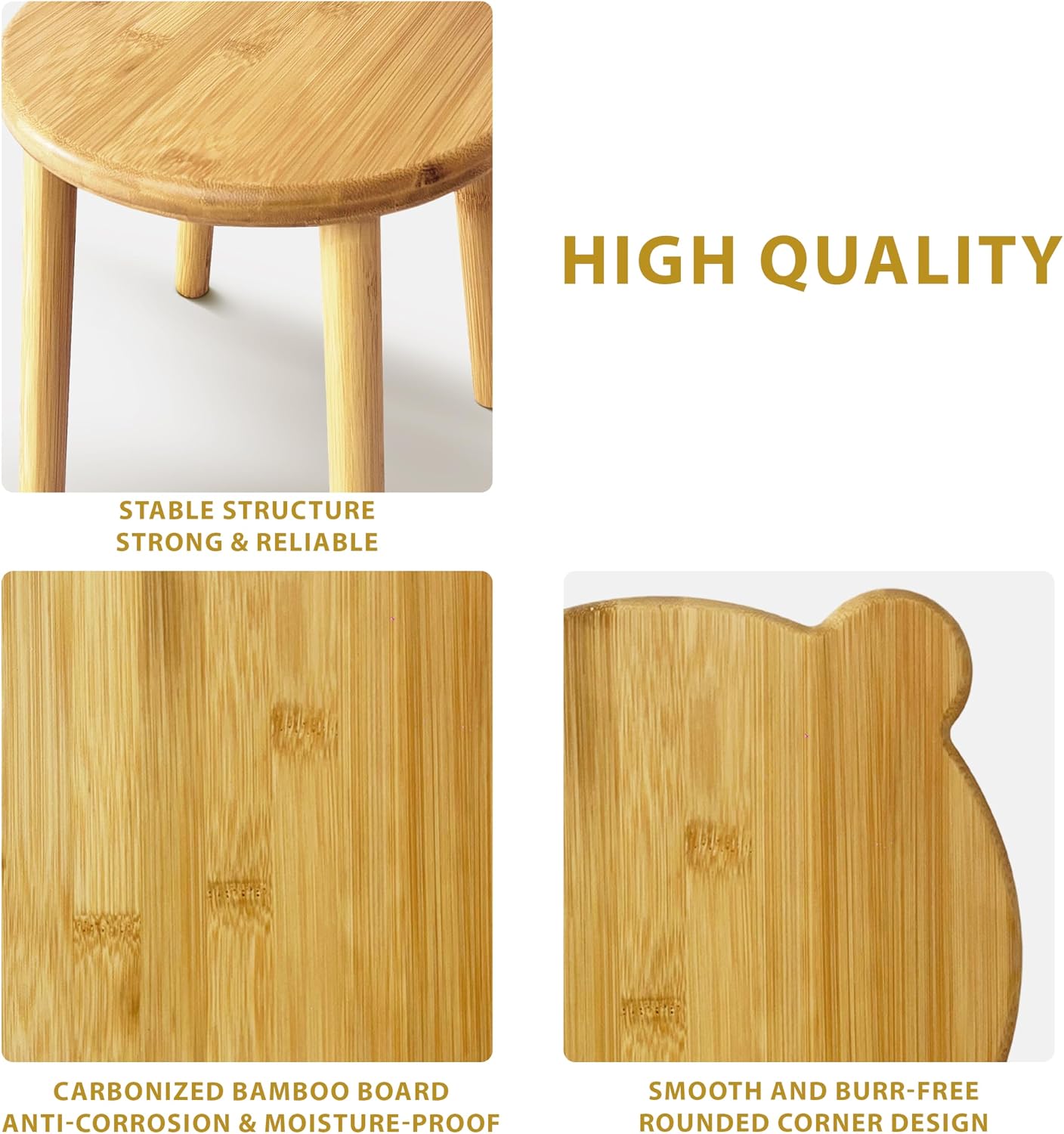 9.8 in Small Wooden Stool, Non-Slip Small Round Stool, Portable and Sturdy, Suitable for Footstools in Bedroom, Bathroom, Kitchen (L)