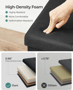 SONGMICS 43.3 Inches Folding Storage Ottoman Bench, Load 660 lb | Ottoman Foot Rest, Storage Chest, for Living Room, Entryway, Ink Black, MINOTA Collection ULSF077B01