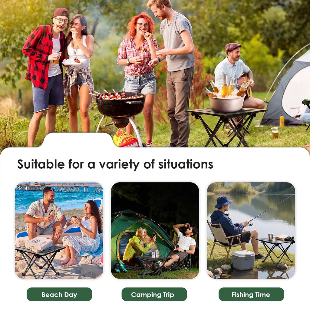 Opliy 2-Pack Portable Camping Table – Ultralight Foldable Car Tray Table with Carry Bag for Camping, Picnic, BBQ, Beach & Outdoor Travel