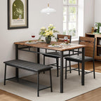 IRONCK Dining Table Set for 4, Kitchen Table and Chairs Set, Rustic Brown | Kitchen Table with Upholstered Bench and 2 Chairs for Small Space, Apartment