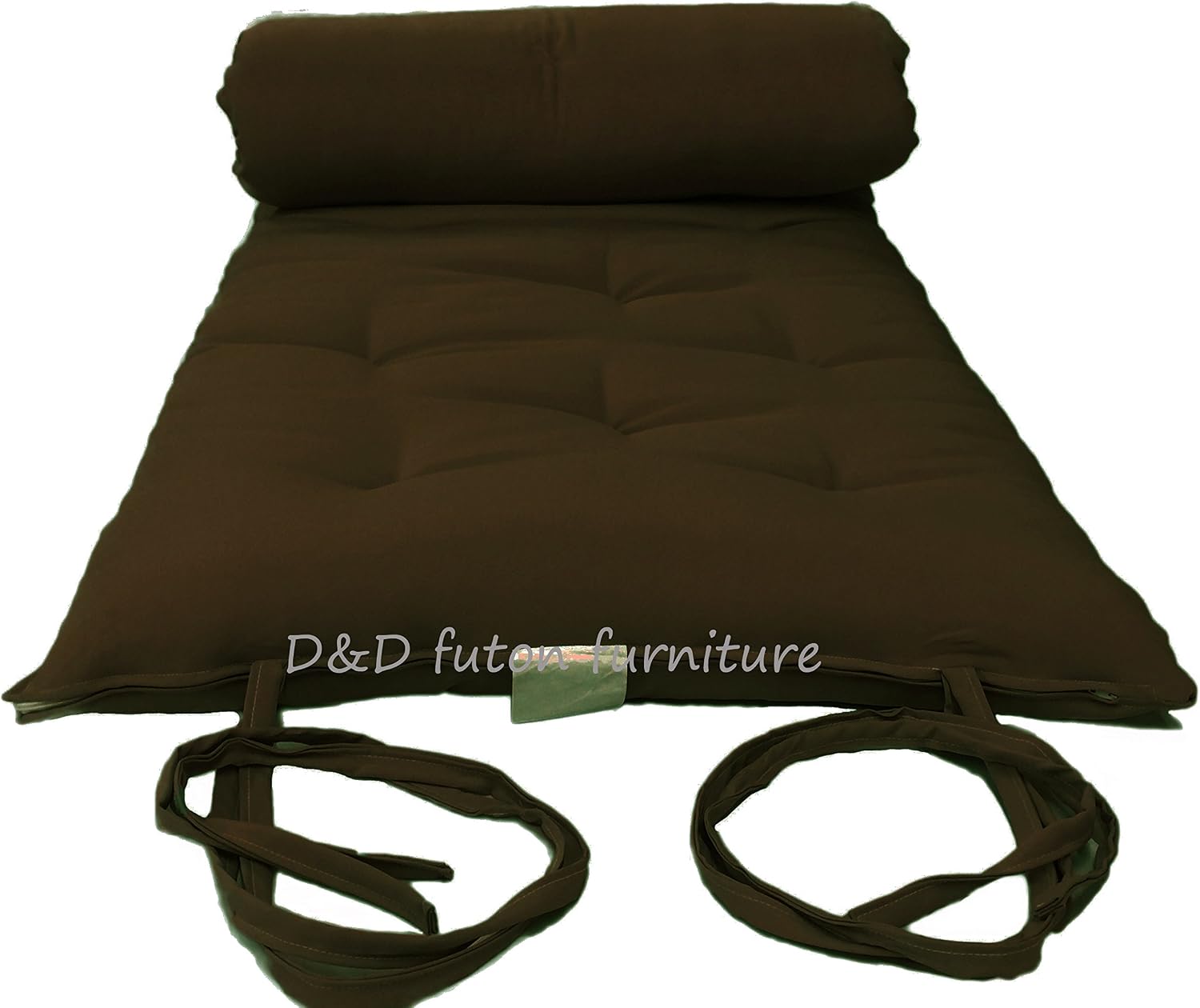 D&D Futon Furniture Brown Queen Size Traditional Japanese Floor Rolling Futon Mattresses, Shikifuton, Tatami, Cotton/Foam Topper Mattress 80 x 60 x 3