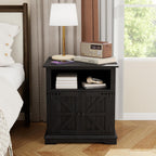 MUUEGM End Table Set of 2 Large Side Table 24" Farmhouse Nightstands with Charging Station Wood Bedside Night Stands with Adjustable Storage Shelf for Living Room, Bedroom