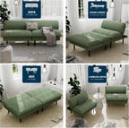 Ribilake 2 Sets 70" Futon Sofa Bed, 4 in 1 Multi-Function Couch Sleeper with Adjustable Backrest, Modern Convertible Futon, Recliner Small Loveseat for Living Room, Green