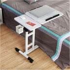 LJYT Movable Table,Sofa Side Table Rotating Mobile End Table, Adjustable Desks Laptop Desk Bedside Table, Lazy Tray Bed Side Table, Multi-Functional Study Desk, Lifting and Moving (Color : White)