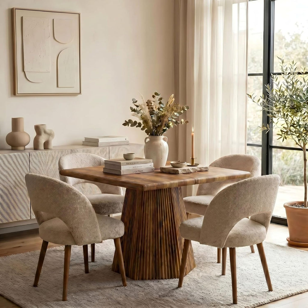 Tribesigns Square Dining Table for 4, 31.5-Inch Farmhouse Kitchen Table with Sturdy Pedestal Base for Kitchen & Dining Room & Living Room (Rustic Brown)