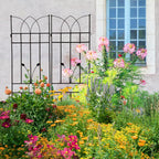4 Pack Metal Garden Trellis 71" Black Fence Rustproof Garden Trellis for Climbing Plants Support Roses Flower Outdoor Lawn, Black