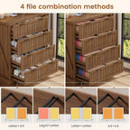 SEDETA Farmhouse 4 Drawer File Cabinet, Filing Cabinet for Home Office, Wood Office File Cabinets for Letter/Legal/A4 Size, File Cabinet Organizer with Printer Stand for Study Room, Living Room, Brown