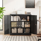 Metal Storage Cabinet with Locking Doors, 35.4" Steel Locker Organizer with Adjustable Shelves, Garage Utility Cabinet for Home, Office, Shop, and School