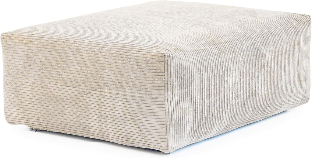 JACH 39.37" Oversized Ottoman Seater for Living Room, Deep Seat Extra Sofa Seater, Minimalist Chaise Ottoman, Modern Corduroy Ottomans for Living Room, Apartment, Beige ﻿