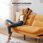 Pipishell Futon Sofa Bed, Modern 66" Futon Couch Convertible to Bed & Lounger, Compact Size, Corduroy Loveseat, Durable Construction - Fits Small Spaces, Apartments,Study Room (Yellow, 66 Inch)