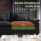URRED Oversized Modular Sectional Sofa，Solid Black：122" U Shaped | Modern Comfy Cloud Couch with Movable Ottoman and Pillow, Deep Seat Couches for Living Room, Bedroom or Apartment