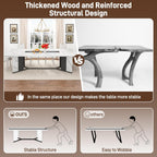 chartustriable Dining Table for 8-10 People,94" Large Modern Kitchen Table W/Built-in Table Runner Design,White&Black Industrial Rectangular Dinner Table,Waterproof Wood Table Sturdy Base,280lbs Load