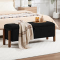 55'' Modern Storage Ottoman Benches | Walnut Wood Legs 26 Gallons Storage Space Fabric Upholstered Seating End of Bed for Bedroom for Livingroom Black