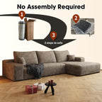 AUGOP 108" Sectional Couches for Living Room Modern Modular Sofa with L-Shape Couchs Upholstered Couch Deep Seat Sectional Couch with Chaise
