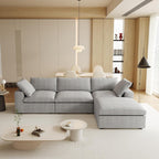 JACH L-Shaped Cloud Sectional Sofa for Living Room, Modular Convertible Sofa, Modern Comfy Couch, Covers Removable, Ottomans with Storage, Cloud Couch Furniture for Living Room Apartment (Grey)