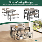 Shintenchi Kitchen Table Chairs Set of 4 with Bench and Chairs, Oak Gray | Dining Table Set for 4, 4 Pieces Kitchen Table Set, Storage Rack & Metal Frame, for Small Space, Upgrated Leg Support