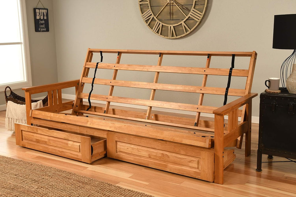 Kodiak Furniture Monterey Queen-size Futon Frame, Storage Drawers, Butternut Finish