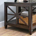 Set of 2 Solid Wood End Tables with Tempered Glass Top, 28" x 24" Large Farmhouse Side Table for Living Room, Bedroom & Office, Vintage Walnut