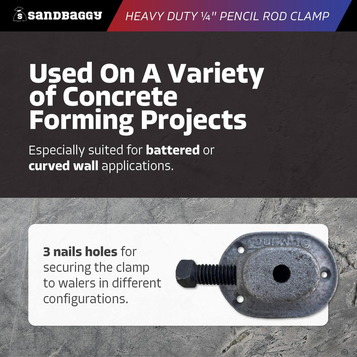 Sandbaggy Heavy Duty 1/4" Pencil Rod Clamp - Reusable Concrete Formwork Clamps - Cast Malleable Iron - Construction Grade Strength & Safety (Heavy Duty, 20, Count)