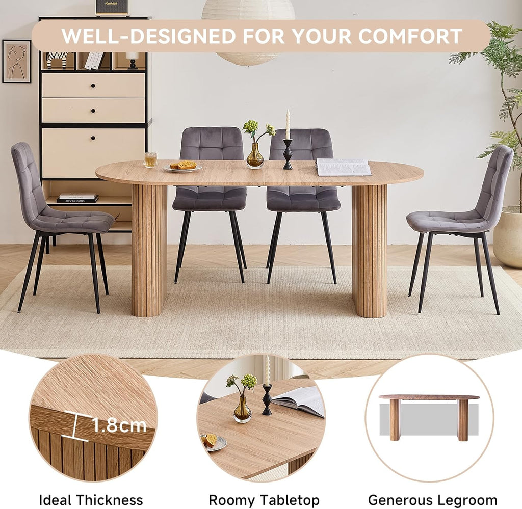 70.8" Modern Dining Table for 6 8 People Farmhouse Kitchen Dinner Table with Large Tabletop Dining Room Table for Dining Living Room Apartment Office Home (Natural)