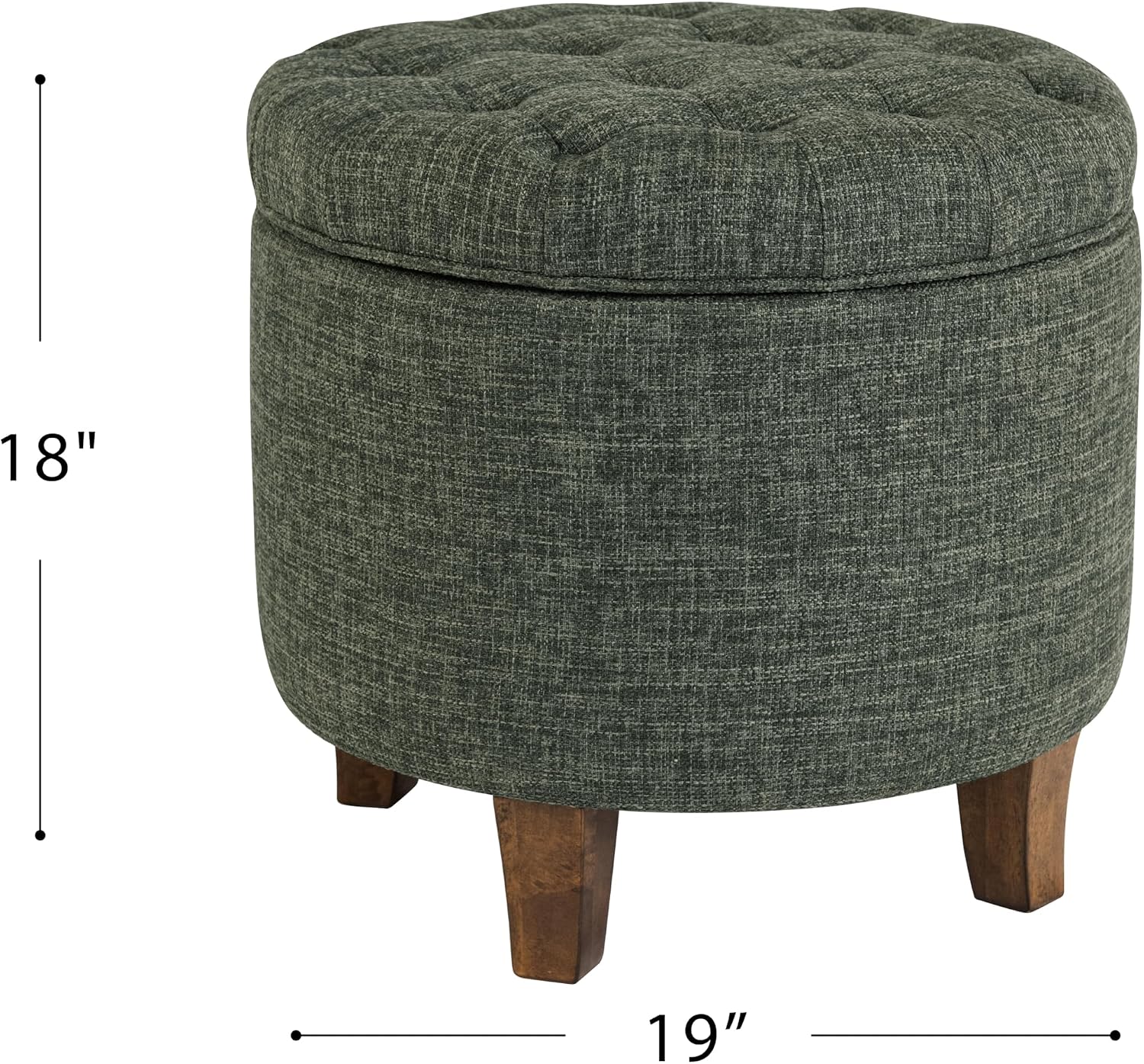 HomePop 19" Button Tufted Round Storage Ottoman - Green Clover Fabric