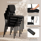 iPormis 43-59" Round Dining Table Set for 4, 5-Piece Kitchen Table & Chairs Set for 4, Extendable Dining Room Circle Table with 4 Upholstered Chairs for Small Space, Black Table + 4 Black Chairs