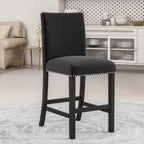 Merax Dining Table Set, 5 Piece Counter Height Dining Table Set with Faux Marble Dining Table and 4 Upholstered-Seat Chairs, Dining Room Table Set for Kitchen/Living Room, Black