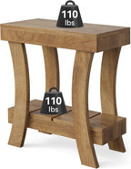 LITTLE TREE Narrow Side Table with Storage Shelf, 2-Tier Rectangular End Table with Wood Legs, Small Night Stand for Bedroom, Living Room, Small Spaces, 11.81" D x 23.62" W x 23.62" H