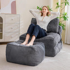 HIGOGOGO Square Stuffed Pouf Ottoman, Corduroy Poufs with Foam Chunk Filling, Furry and Fluffy Pouf Foot Stool Storage Ottoman, 21 X 21 Floor Poufs Foot Rest for Living Room, Dark Grey