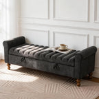 Aoiy & Wifon 65.55" W Large Storage Ottoman Bench, King Size End of Bed Storage Bench with Wood Legs, Upholstered Window Bench for Bedroom, Living Room, Entryway, Charcoal