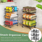 OKZEST Pantry Organizers and Storage Cart with Upgraded Metal Hub Casters | Fits under pantry shelf, stackable fine-mesh wire baskets, 3-tier rolling cart holds drink, snack, can, potato, onion, fruit