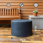 Outdoor Ottomans for Patio Pouf Waterproof Fade-Resistant Ottoman Foot Rest for Outdoor - Ottoman Chair Filled with High-Density All-in-One Foam, 20" D x 14" H Inches (Navy Blue, Round)