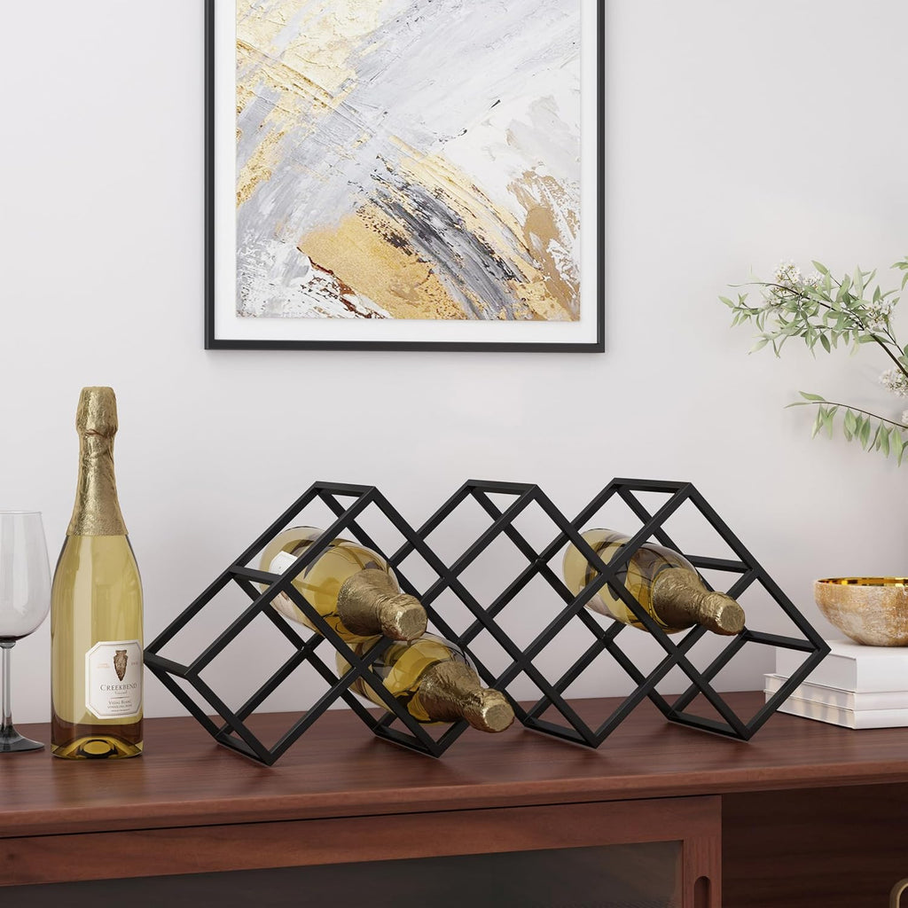 Wine Rack Freestanding Floor Countertop Wine Racks Storage Bottle Hold | Versatile wine rack freestanding floor or countertop use. Holds wine bottles securely in diamond slots. Durable iron fra