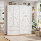 HOSTACK 70" Kitchen Pantry Storage Cabinet, Farmhouse Pantry Cabinet, White | Large Food Kitchen Pantry with 2 Wide Drawers & Adjustable Shelf, Tall Snack Cabinet with Doors, Dining Room, Living Room