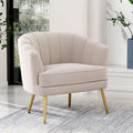 Andeworld Velvet Accent Chair, Barrel Armchair, Beige
