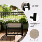 Assembled Patio Footstools for Outdoor 2 Set, Iron Breathable Ottoman for Garden Greige