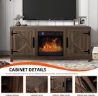 58 Inch Fireplace TV Stand for TV up to 65" | Farmhouse TV Stand with 18" Electric Fireplace, Rustic Entertainment Center with Storage, TV Stands for Living Room (Coffee)