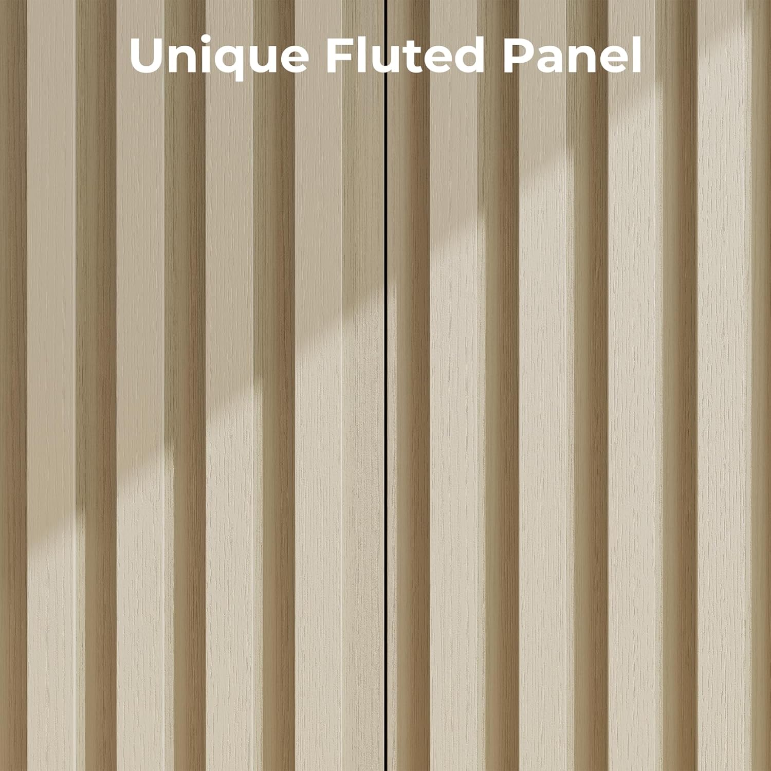 Fluted Cabinet with Storage, Buffet Cabinet Sideboard with 2 Doors, Beige Buffet Storage Accent Cabinets with Adjustable Shelves for Living Room, Entry, Hallway, Kitchen