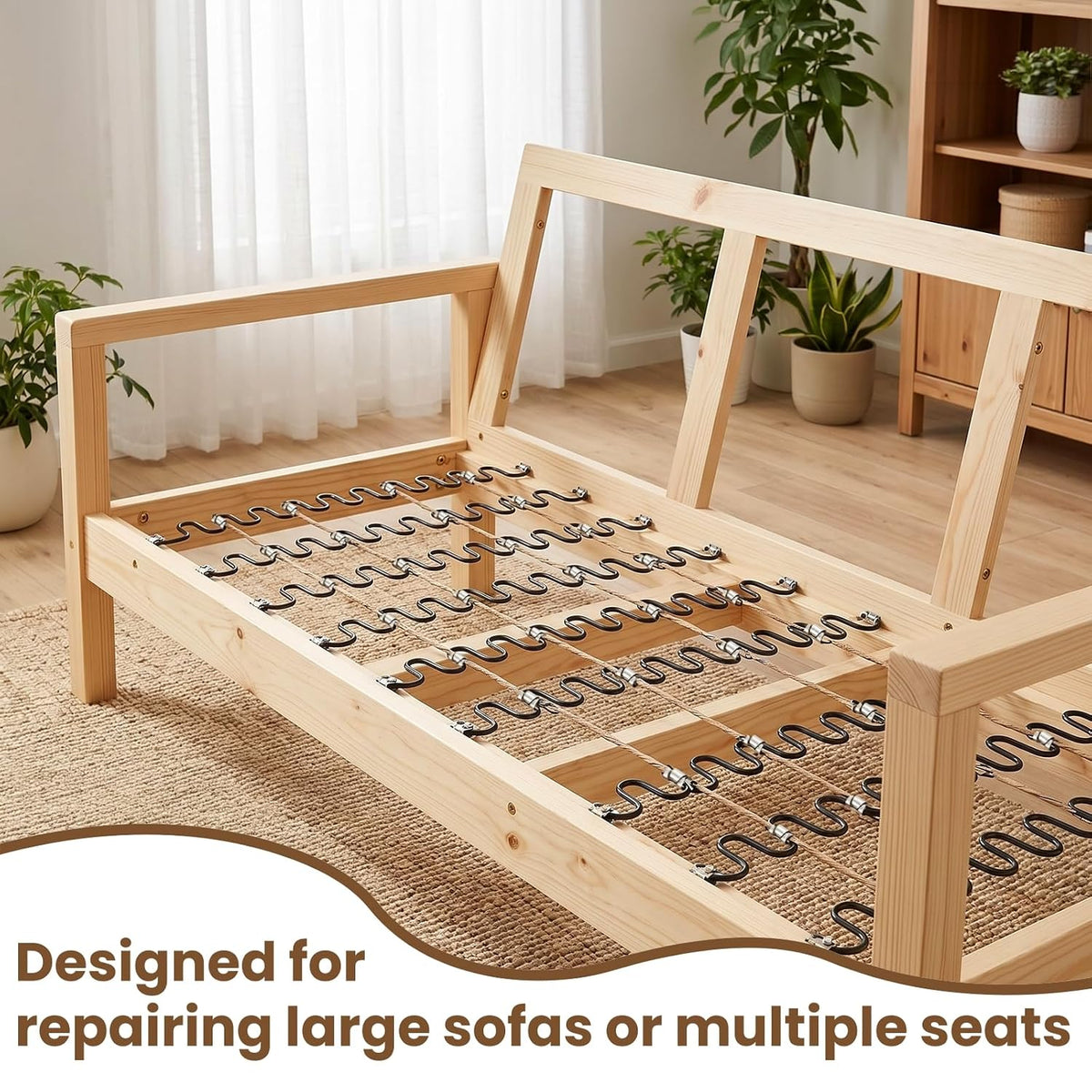 SOUJOY 131ft Upholstery Stay Wire for Sofa Furniture Springs, Paper Wrapped Wire 9 Gauge with 80 Clips, Couch Spring Repair Kit