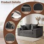 JUIKURY Floor Mini Couch 53 Inch, 3-in-1 Gray Couches Covertible Sofa Bed with 4 Pillows, Small Couches for Living Room, Bedroom, Small Space