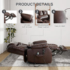 EDILLY XL Large Genuine Leather Lift Chair Recliner for Elderly, Dual Motor with Massage and Heating,with Double Lumbar Cushion and Extended Footrest,USB Port and Remote,Seat Width 26"(Brown)