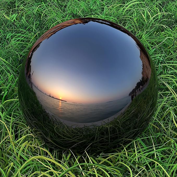 Lulu Decor, Size 14 Titanium Stainless Steel Gazing Mirror Ball, Smooth Reflective Shiny Garden Decoration Globe