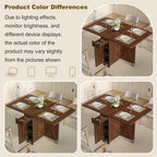 Folding Dining Table for 2-6, Designed for Small Spaces, Walnut | 52.7" Folding Dining Table with 6 Wheels, Drop Leaf Table with Drawers, Shelves and Wine Rack for Small Spaces