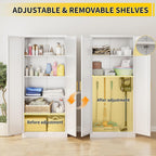 Metal Pantry Cabinet, 71"H x 28"W x 14"D Pantry Cabinets with 2 Doors and 4 Adjustable Shelves, Kitchen Pantry Storage Cabinets, Metal Storage Cabinet for Kitchen, Dining Room, Living Room-White