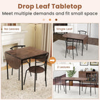 Giantex 3-Piece Dining Table Set for 2, 55-inches Drop Leaf Kitchen Table with Dining Chairs, Metal Frame, Space-Saving Breakfast Nook Set for Small Space, Dinner, Dinette, Apartment, Dorm Room